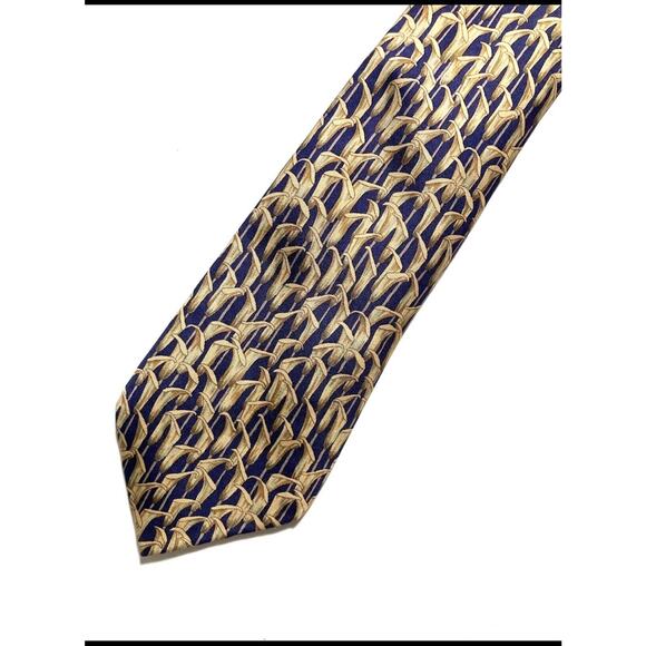 HERMES VINTAGE JACK IN THE PULPIT FLOWER TIE PLANT NATURE HIGH END FRANCE BLUE - Picture 1 of 12